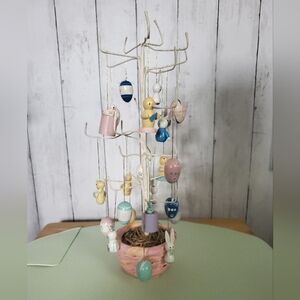 Vintage Midwest Importers Easter Egg Tree Centerpiece w/ 20+ Ornaments